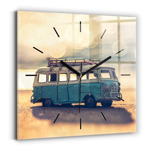 Square wall clock Camper on the beach