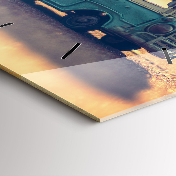 Square wall clock Camper on the beach