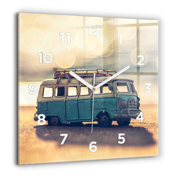 Square wall clock Camper on the beach