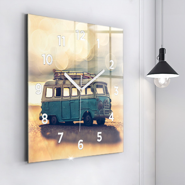 Square wall clock Camper on the beach