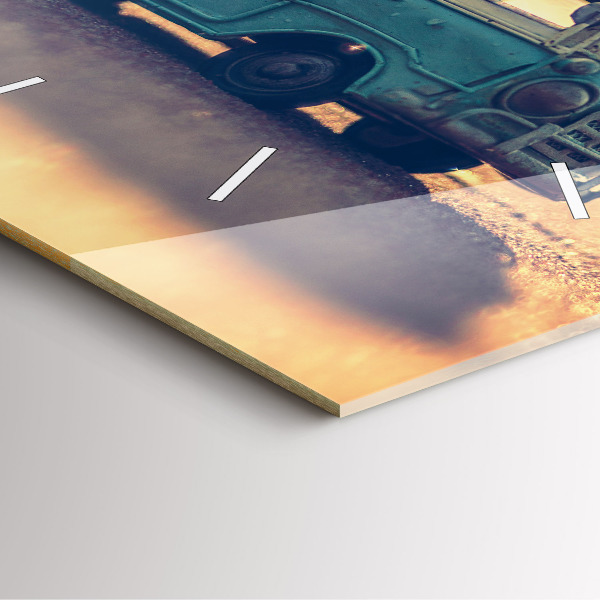 Square wall clock Camper on the beach