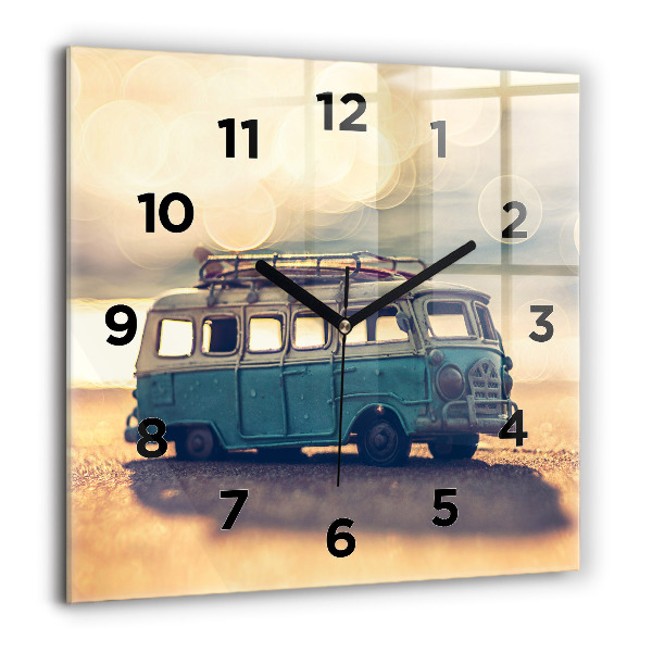 Square wall clock Camper on the beach