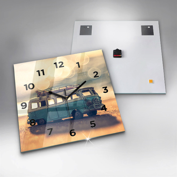 Square wall clock Camper on the beach
