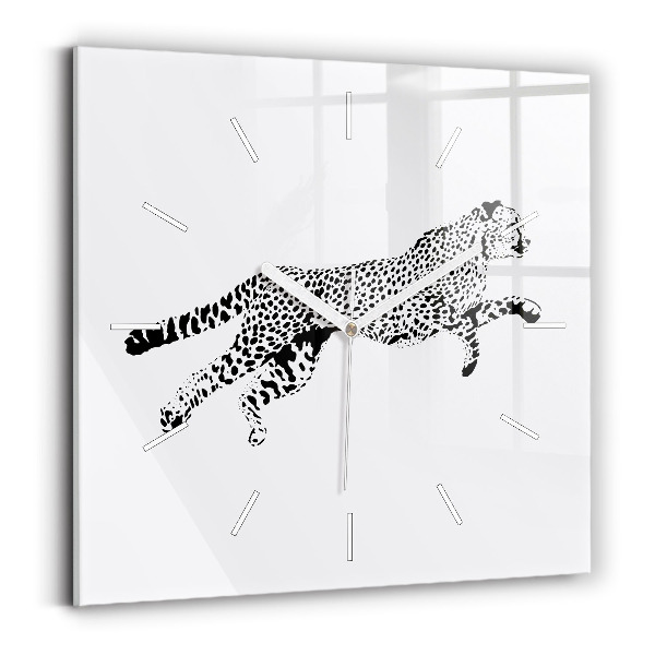 Square wall clock Silhouette of a panther