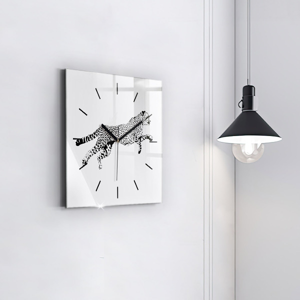 Square wall clock Silhouette of a panther