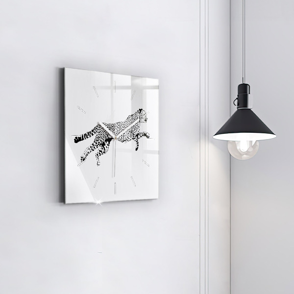 Square wall clock Silhouette of a panther