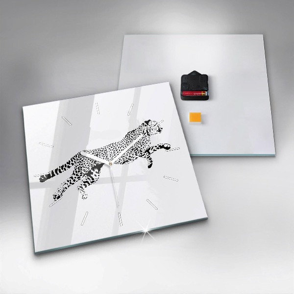 Square wall clock Silhouette of a panther