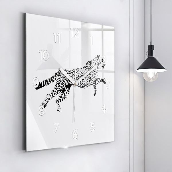 Square wall clock Silhouette of a panther