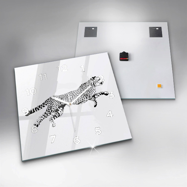 Square wall clock Silhouette of a panther