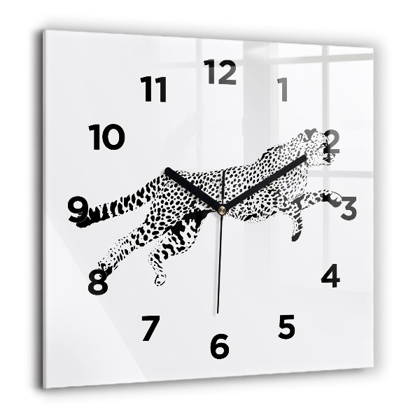 Square wall clock Silhouette of a panther