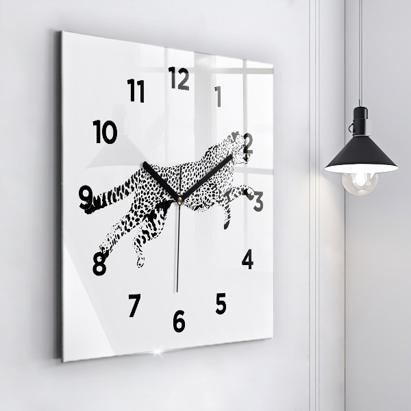 Square wall clock Silhouette of a panther