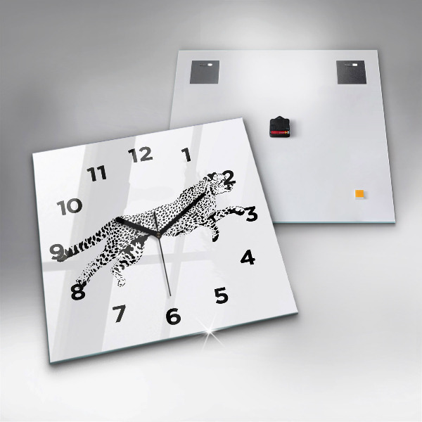 Square wall clock Silhouette of a panther