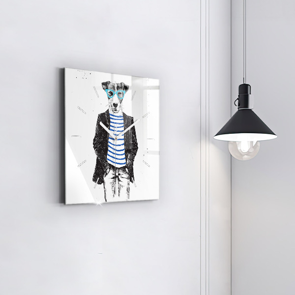 Square wall clock A dog in a human body