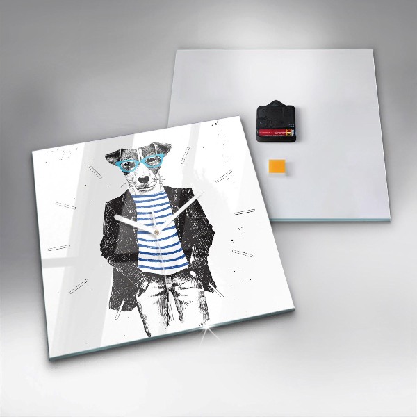 Square wall clock A dog in a human body