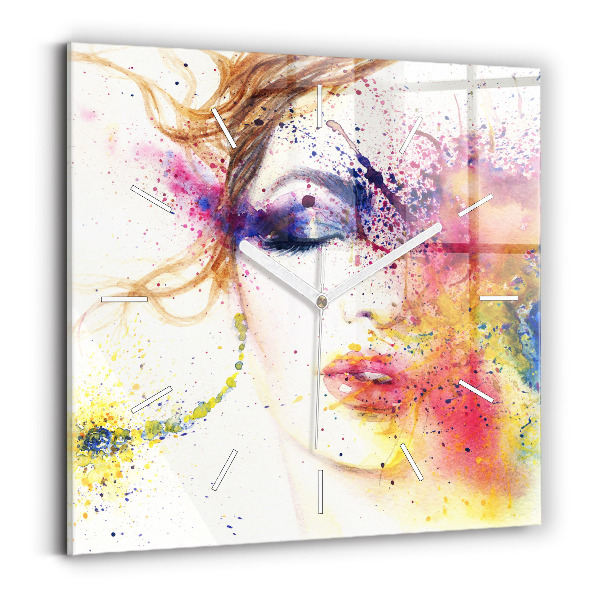Square wall clock Portrait of a Mysterious Woman