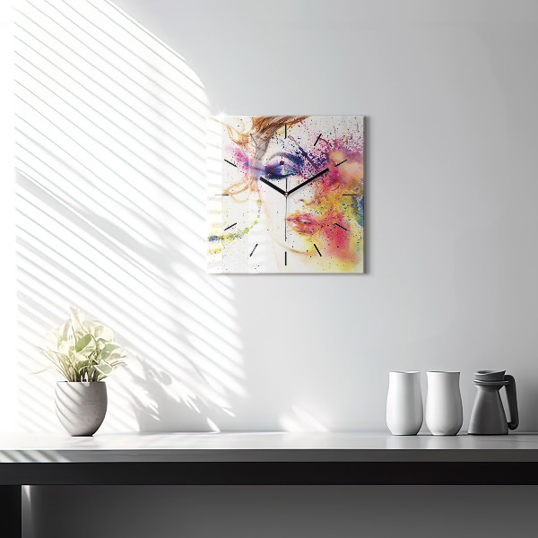 Square wall clock Portrait of a Mysterious Woman