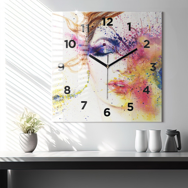 Square wall clock Portrait of a Mysterious Woman