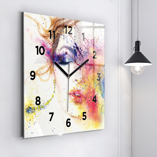 Square wall clock Portrait of a Mysterious Woman