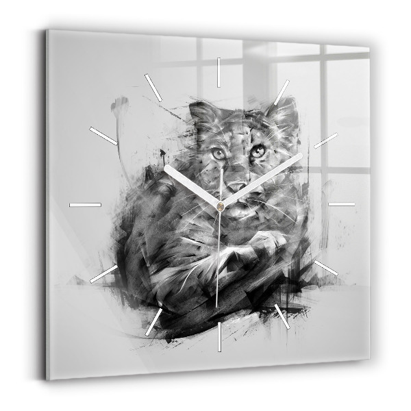 Square wall clock Painted lion