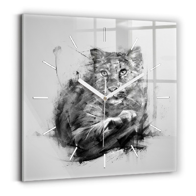 Square wall clock Painted lion