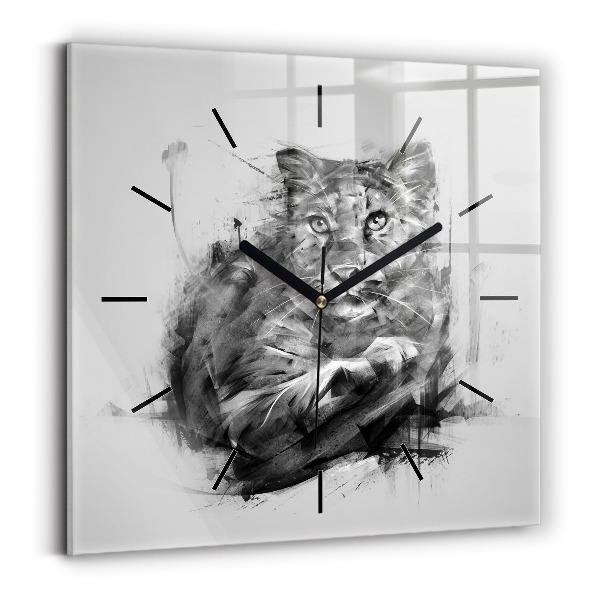 Square wall clock Painted lion