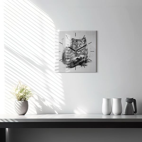 Square wall clock Painted lion