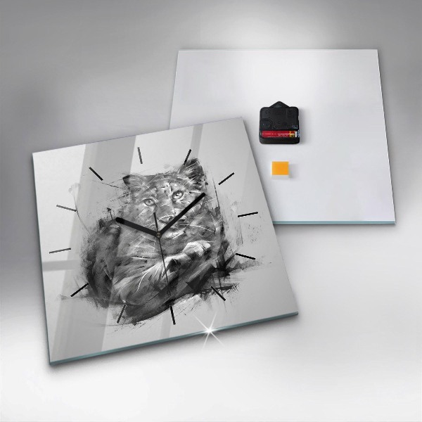 Square wall clock Painted lion