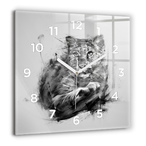 Square wall clock Painted lion