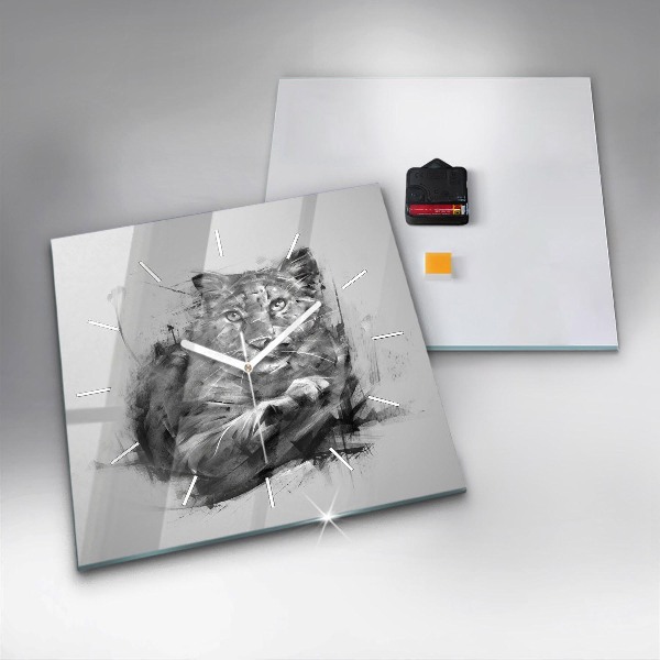 Square wall clock Painted lion