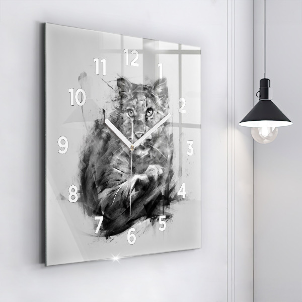 Square wall clock Painted lion