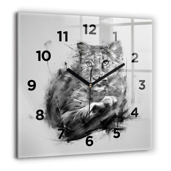 Square wall clock Painted lion