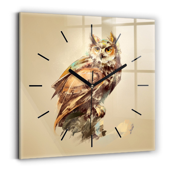 Square wall clock Owl - a sign of wisdom