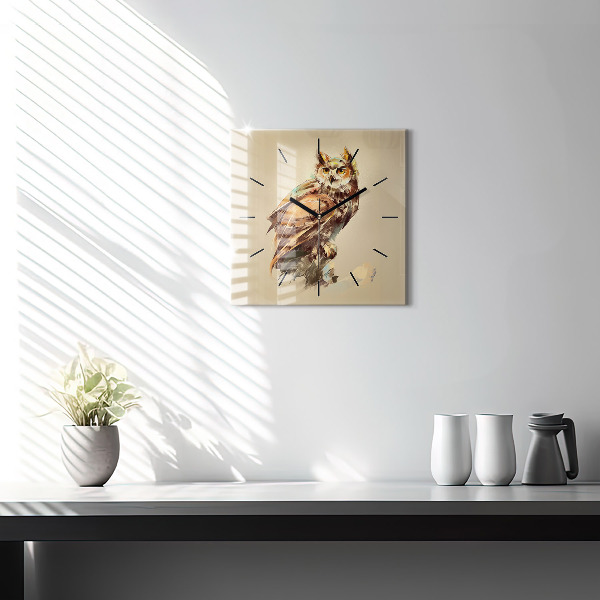 Square wall clock Owl - a sign of wisdom