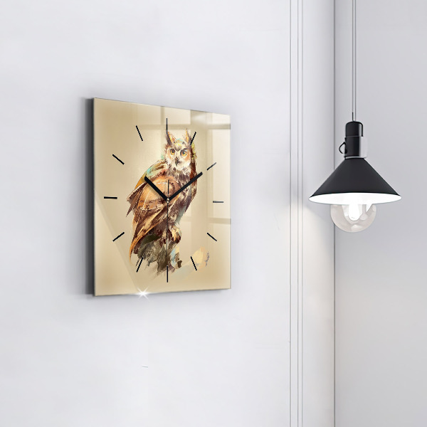 Square wall clock Owl - a sign of wisdom