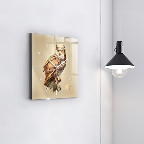 Square wall clock Owl - a sign of wisdom
