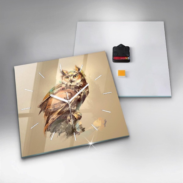 Square wall clock Owl - a sign of wisdom