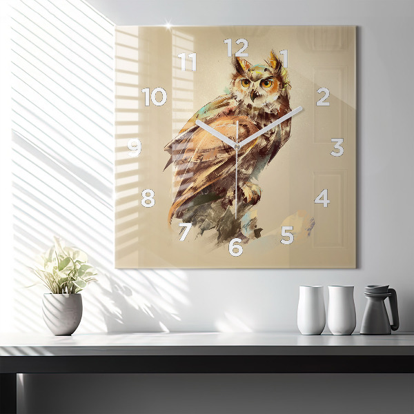 Square wall clock Owl - a sign of wisdom