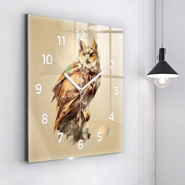 Square wall clock Owl - a sign of wisdom