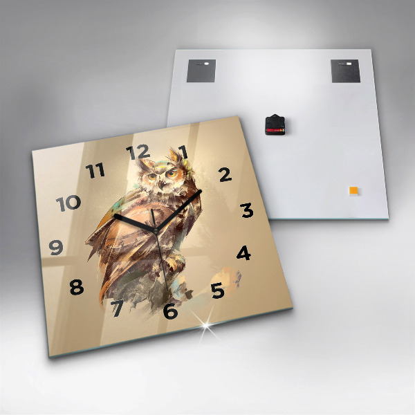 Square wall clock Owl - a sign of wisdom