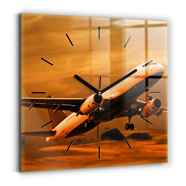 Square wall clock Travel by plane
