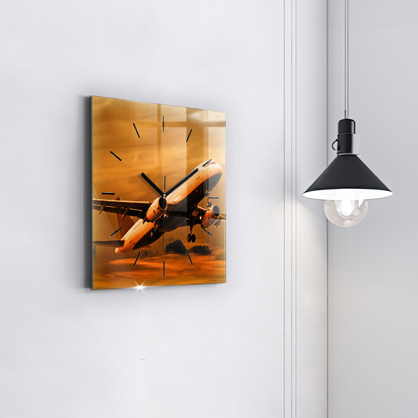 Square wall clock Travel by plane