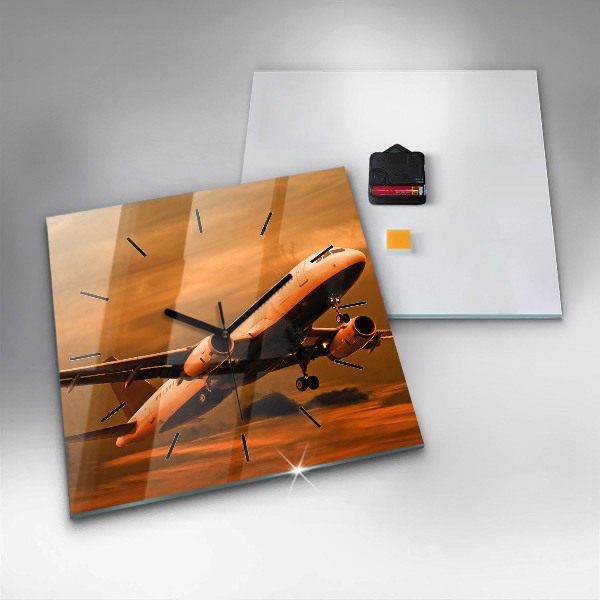 Square wall clock Travel by plane
