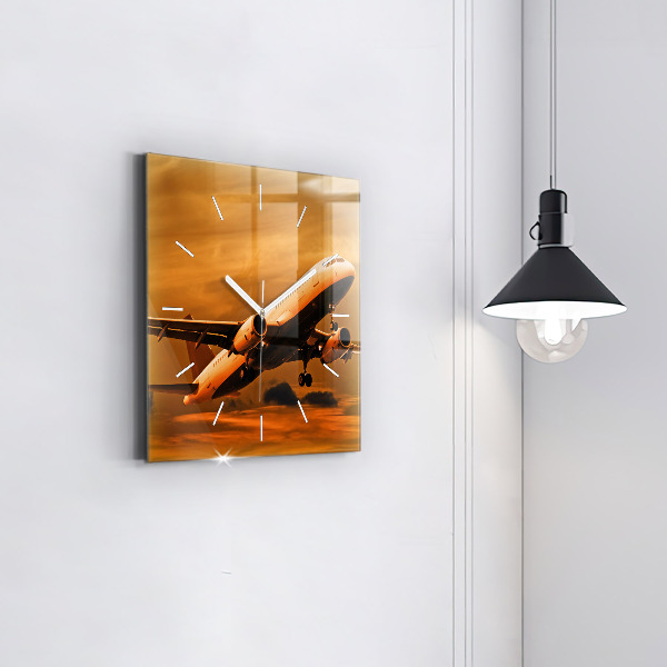 Square wall clock Travel by plane