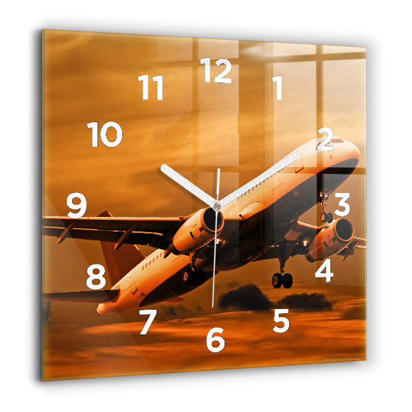 Square wall clock Travel by plane