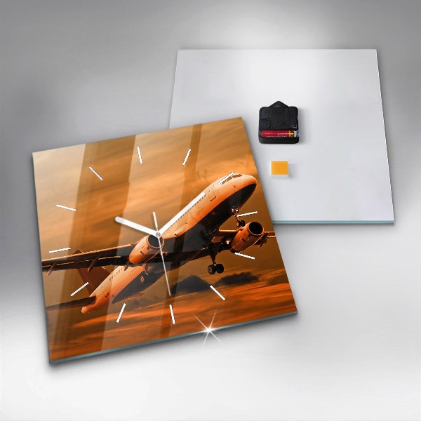 Square wall clock Travel by plane