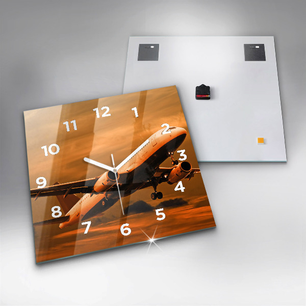 Square wall clock Travel by plane