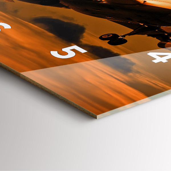 Square wall clock Travel by plane