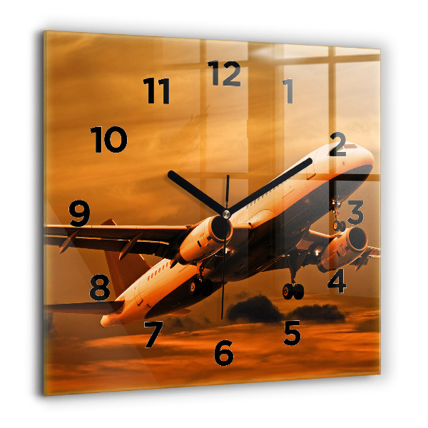 Square wall clock Travel by plane