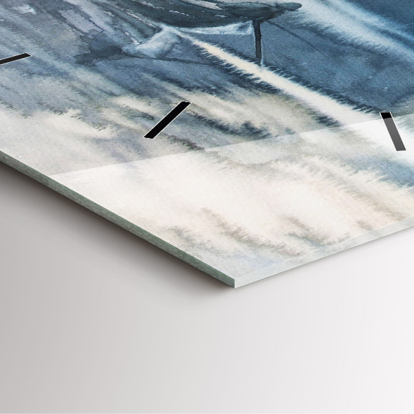 Square wall clock Winter Lake Łódka