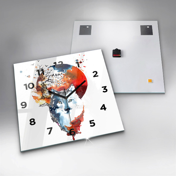 Square wall clock The Wolf and the Full Moon